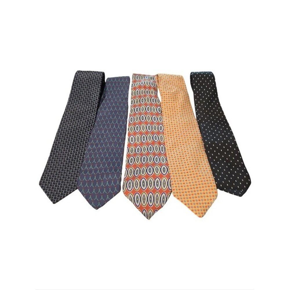 Lot of 5 Mens Ties Lands End Jos A Bank Haggar Robert Talbott Silk Polyester
